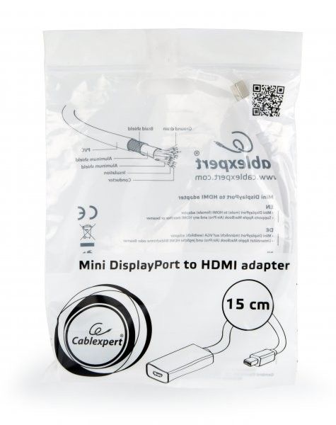 Адаптер Cablexpert A-mDPM-HDMIF-02-W з Mini DisplayPort на HDMI, білий