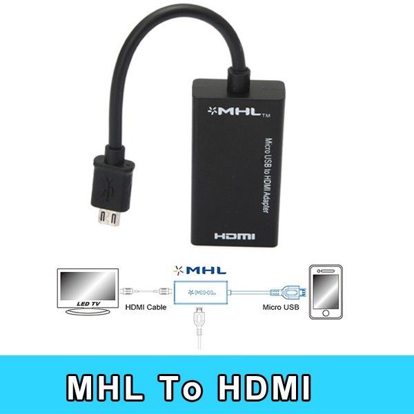 Адаптер OEM MHL microUSB to HDMI (AM/AF), 17см, black