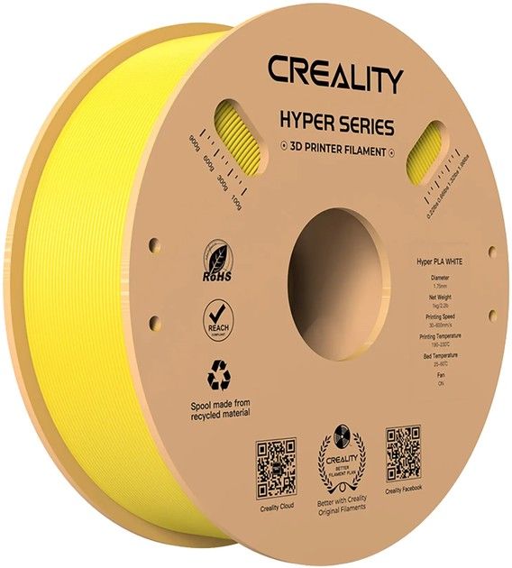 Філамент для 3D-принтера Creality Hyper PLA 1.75mm Yellow, 1кг (3301010379)