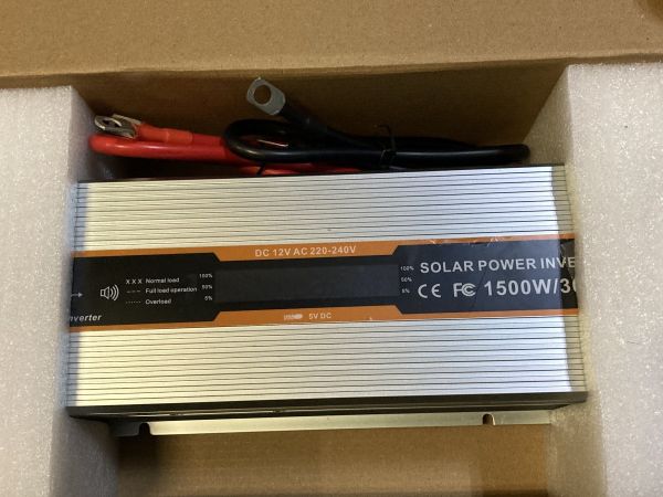 Інвертор SOLAR POWER 1500W/3000W вхід DC 12V, вихід AC 230V, 1500Вт, USB 5V DC, чиста правильна синусоїда (SP-3000)