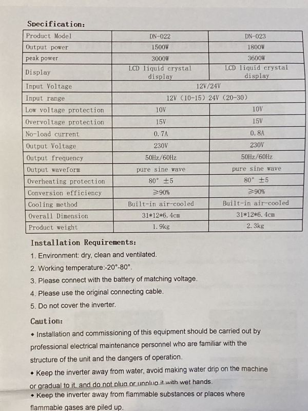 Інвертор SOLAR POWER 1500W/3000W вхід DC 12V, вихід AC 230V, 1500Вт, USB 5V DC, чиста правильна синусоїда (SP-3000)