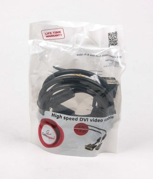 Кабель Cablexpert CC-DVI2-BK-6  DVI, 24/24 (dual link), 1.8 м