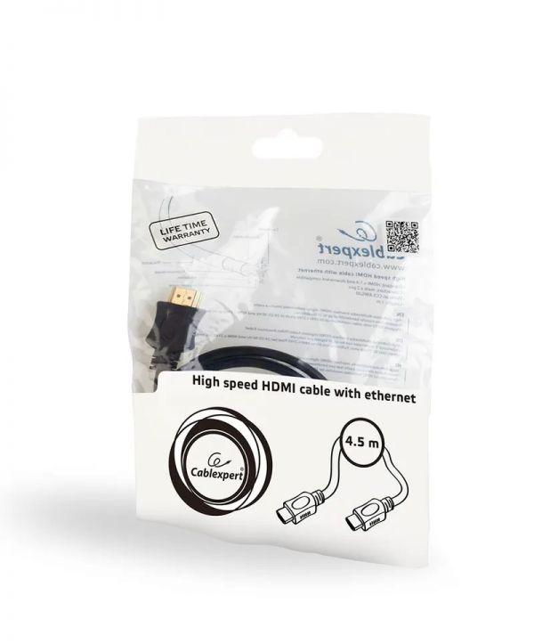 Кабель Cablexpert CC-HDMI4L-15 HDMI V.2.0, 4К 60 Гц, позолочені конектори, 4.5 м
