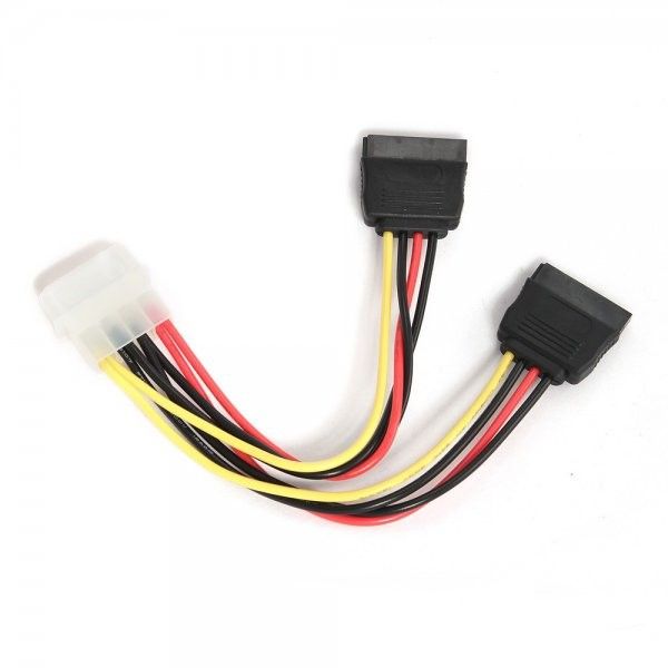 Кабель Cablexpert CC-SATA-PSY живлення (Molex) M/F + 2 SATA  (на два пристрої), кабель живлення, 150 мм