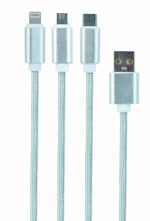 Кабель Cablexpert CC-USB2-AM31-1M для зарядки USB BM-папа/Lightning/Micro/Type-C USB, 1.0 м