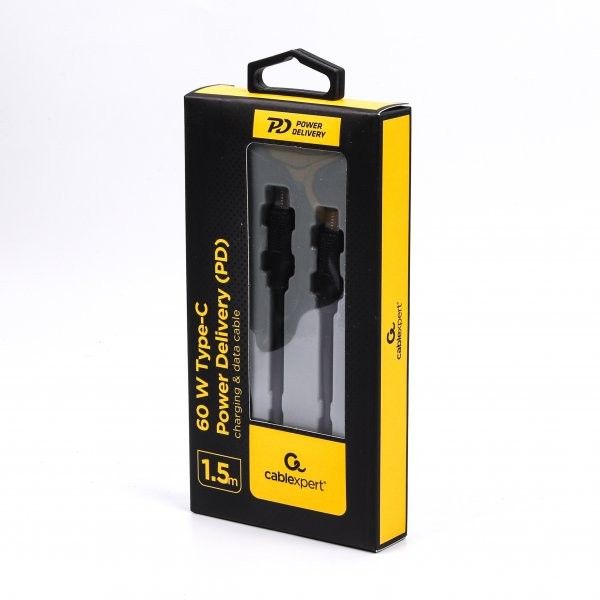 Кабель Cablexpert CC-USB2-CMCM60-1.5M USB 2.0 Power Delivery (PD) 60 Ватт, C-папа/C-папа, 1,5 м, преміум