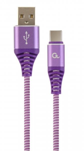 Кабель Cablexpert CC-USB2B-AMCM-1M-PW USB 2.0 A-тато/Type-C тато, преміум, 2.1 А, 1м, фіолетовий