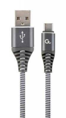 Кабель Cablexpert CC-USB2B-AMCM-1M-WB2 USB 2.0 A-папа/Type-C папа, преміум, 2.1А, 1м, сірий