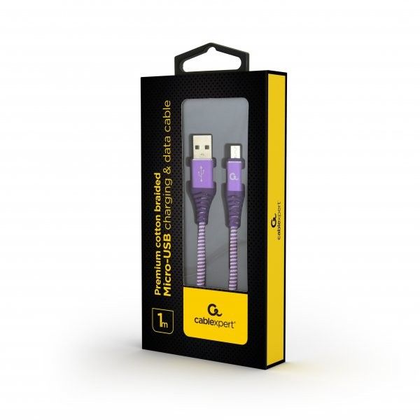 Кабель Cablexpert CC-USB2B-AMmBM-1M-PW micro USB 2.0 A-тато/Micro B-тато, 1м, преміум, 2.1 А