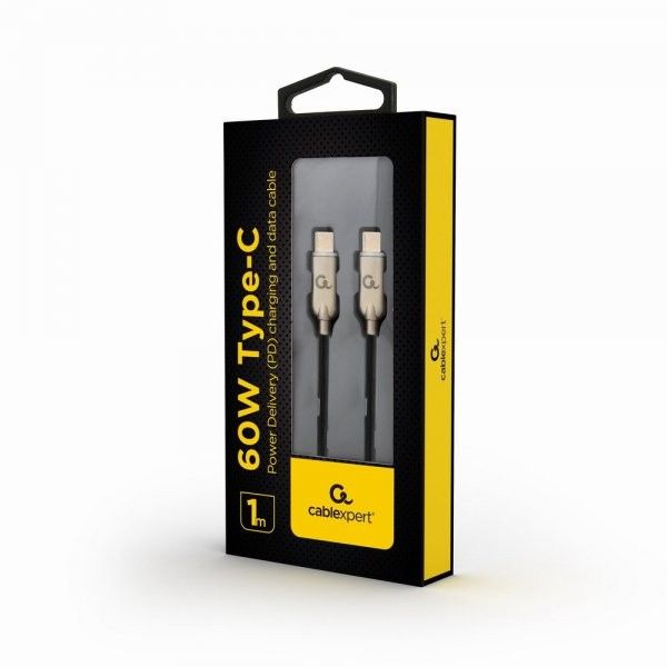 Кабель Cablexpert CC-USB2PD60-CMCM-1M USB 2.0 Power Delivery (PD) 60 Ватт, C-папа/C-папа, 1 м, преміум