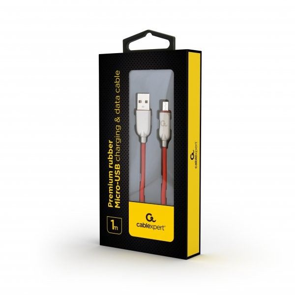 Кабель Cablexpert CC-USB2R-AMmBM-1M-R micro USB 2.0 A-папа/Micro B-папа, преміум, 2.1А , 1м, червоний