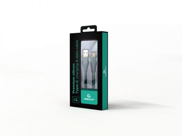 Кабель Cablexpert CC-USB2S-AMCM-1.5M-G SB 2.0 A-тато/C-тато (Type C), 1.5 м, преміум, 2.1 А, силконовий корпус, зелений