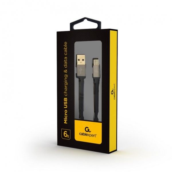 Кабель Cablexpert CCB-mUSB2B-AMBM-6 USB 2.0, A-тато/micro B-тато, 1.8 м, з обплетенням та металевими роз'ємами