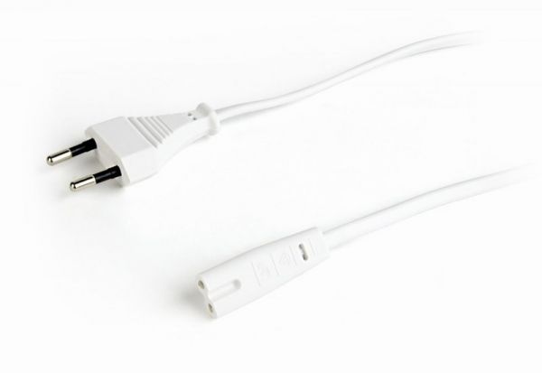 Кабель Cablexpert PC-184/2-W  живленяя, CEE7/16-C7, (аудіо-відео) довжина 1.8 м, 2*0.5 мм кв., білий