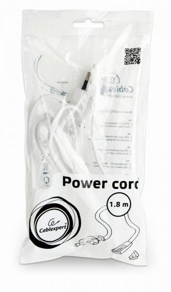 Кабель Cablexpert PC-184/2-W  живленяя, CEE7/16-C7, (аудіо-відео) довжина 1.8 м, 2*0.5 мм кв., білий