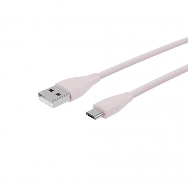 Кабель Maxxter UB-M-USB-01GP micro USB 2.0 A-тато/Micro B-тато, преміум, 2.4 А, силіконова застібка, рожевий