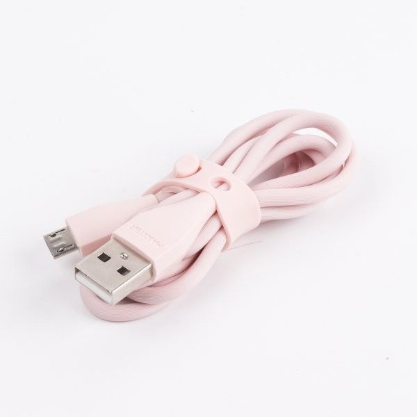 Кабель Maxxter UB-M-USB-01GP micro USB 2.0 A-тато/Micro B-тато, преміум, 2.4 А, силіконова застібка, рожевий