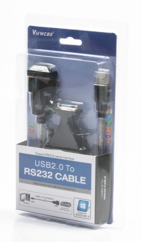 Кабель-перехідник Viewcon VEN 24 з USB 2.0 на COM (9+25pin), блістер, чіп: FT232BM