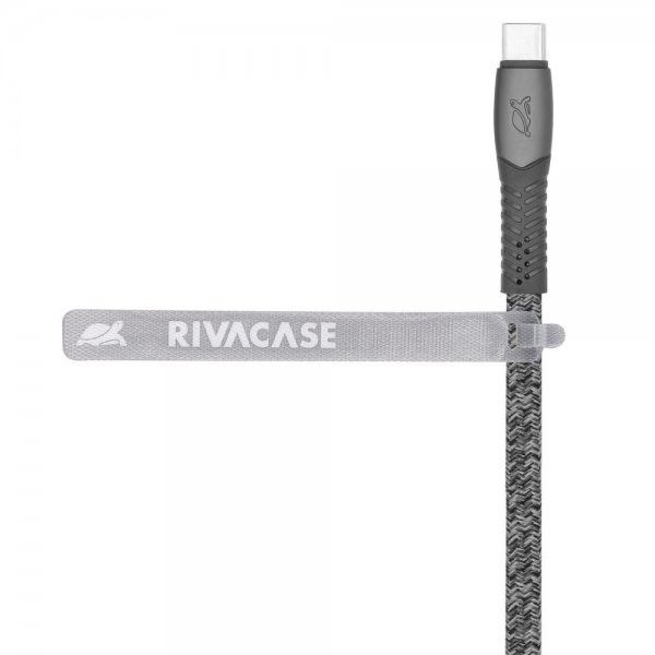 Кабель RivaCase PS6105 GR12 USB 2.0 Type-C/Type-C, тканинне обплетення, 1.2 м, 3 А, 60 Вт, сірий