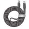 Кабель RivaCase PS6105 GR12 USB 2.0 Type-C/Type-C, тканинне обплетення, 1.2 м, 3 А, 60 Вт, сірий