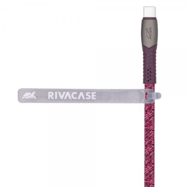 Кабель RivaCase PS6105 RD12 USB 2.0 Type-C/Type-C, тканинне обплетення, 1.2 м, 3 А, 60 Вт, червоний