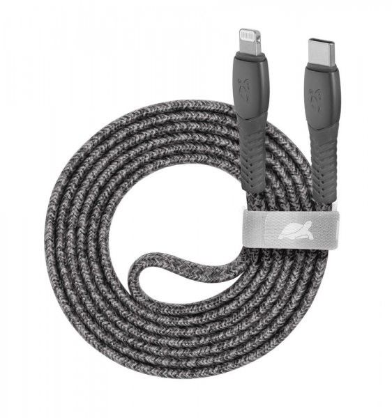 Кабель RivaCase GR12 Lighting/Type-C, USB 2.0 , тканинне обплетення, 1.2 м, 3 А, сірий (PS6107 GR12)
