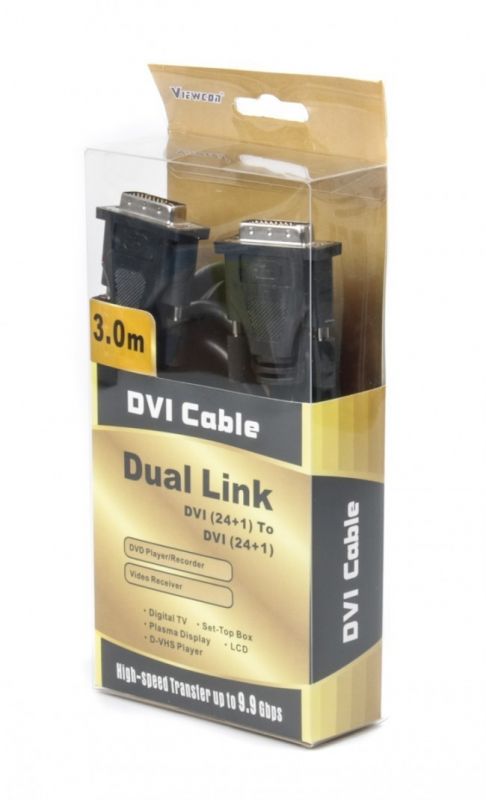 Кабель Viewcon VD 106-3м. DVI2 3м, 24+1конт., феррит, блістер