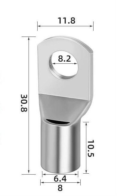 Кабельний наконечник OEM SC-16/8 під кабель 16мм2, отвір 8 мм, луджена мідь