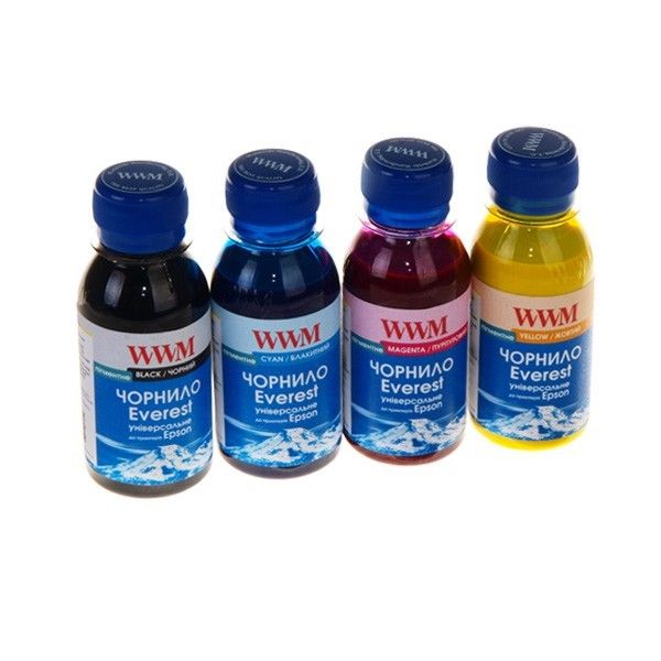 Комплект чорнил WWM EVEREST для Epson, пігментні, 4 х 100г BP + CP  + MP + YP (чорний + синій + пурпуровий + жовтий) (EP02SET-4)