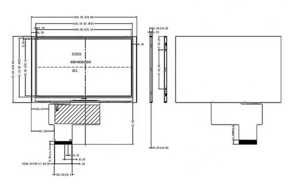 Матриця SKYZONE M5 5" TFT IPS, 800x480, 40pin, 120.7x75.8x3mm (SCIPS7262G4-F)