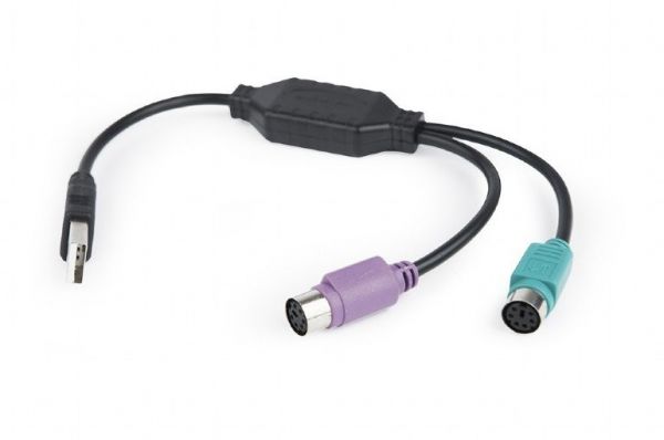 Перехідник Cablexpert UAPS12-BK з USB А-тато на 2хPS/2, 30 см