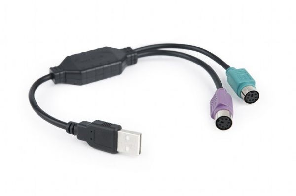 Перехідник Cablexpert UAPS12-BK з USB А-тато на 2хPS/2, 30 см
