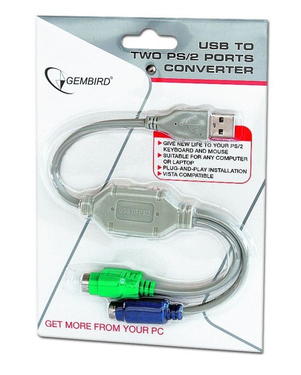 Перехідник Gembird UAPS12 USB А-папа -> 2х PS/2, 30см кабель