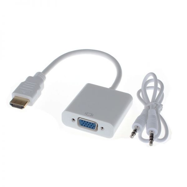 Перехідник MCC HDMI to VGA + Audio 3.5 mm, white