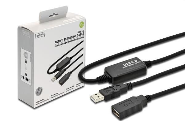 Подовжувач Digitus DA-73100-1 USB 2.0 (AM/AF) 10.0m, активний, Black