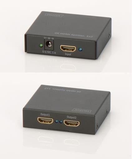 Розгалужувач HDMI Digitus DS-46304 HDMI двухпортовий, (INx1 - OUTx2), 4K, black
