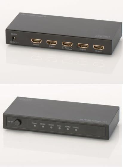 Розгалужувач HDMI Digitus DS-47304 HDMI чотирьохпортовий (INx1 - OUTx4), 4K, black
