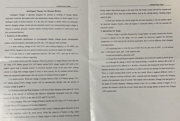 Зарядний пристрій BATTERY CHARGER 24V/12V 10A для дизельних генераторів (CH2810)